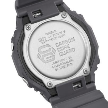GA-2100CM-8A_2 Foto do Relógio Casio G-Shock GA-2100CM-8A camuflado cinza original CasiOak octogonal com padrão camuflagem exclusivo e G-Mark metálico para uso masculino.