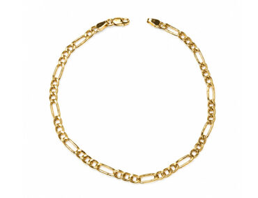 Foto da Pulseira Ouro 18K com elo fígaro original masculina 20cm com fecho cadeado polido para uso elegante clássico italiano.
