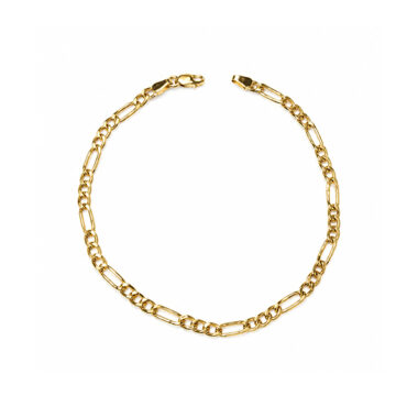 Pulseira-ouro18k-masculina-figaro Foto da Pulseira Ouro 18K com elo fígaro original masculina 20cm com fecho cadeado polido para uso elegante clássico italiano.