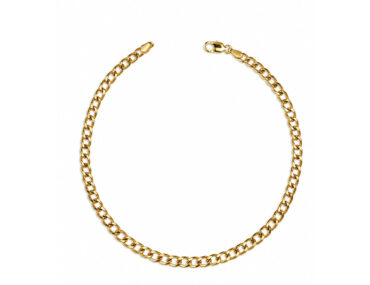 Pulseira masculina de ouro amarelo 18K elo groumet de 20 cm com fecho cadeado