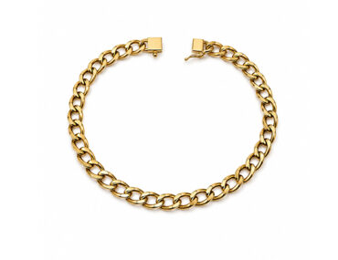 Foto da Pulseira Ouro 18K com elo groumet original masculina 21cm com fecho gaveta polido para uso elegante clássico.