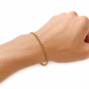 Pulseira-ouro18k-masculina-groumet Pulseira masculina de ouro amarelo 18K elo groumet de 20 cm com fecho cadeado