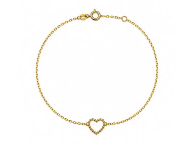 Foto da Pulseira Ouro 18K corrente cartier com pingente coração original feminina 18cm com alongador e fecho boia para uso elegante.