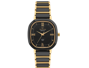 Foto do Relógio Technos Ceramic Sapphire 2035NDV/1P dourado original feminino com pulseira cerâmica bezel cerâmica vidro safira para uso elegante premium.