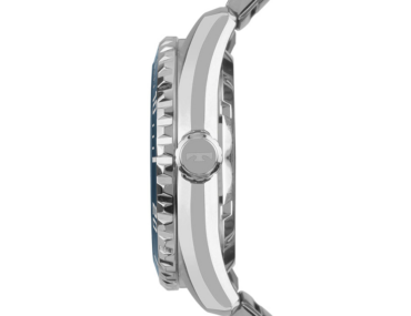Foto do Relógio Technos Automático 8205OX/1A prata azul original diver com pulseira aço inoxidável mostrador azul profundo e movimento Miyota 8205 para uso masculino esportivo.