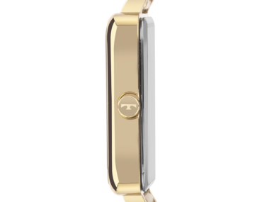 Foto do Relógio Technos Mini GL32AM/1X dourado quadrado original feminino 20mm com mostrador champanhe pedras nos marcadores e pulseira aço inoxidável dourada.