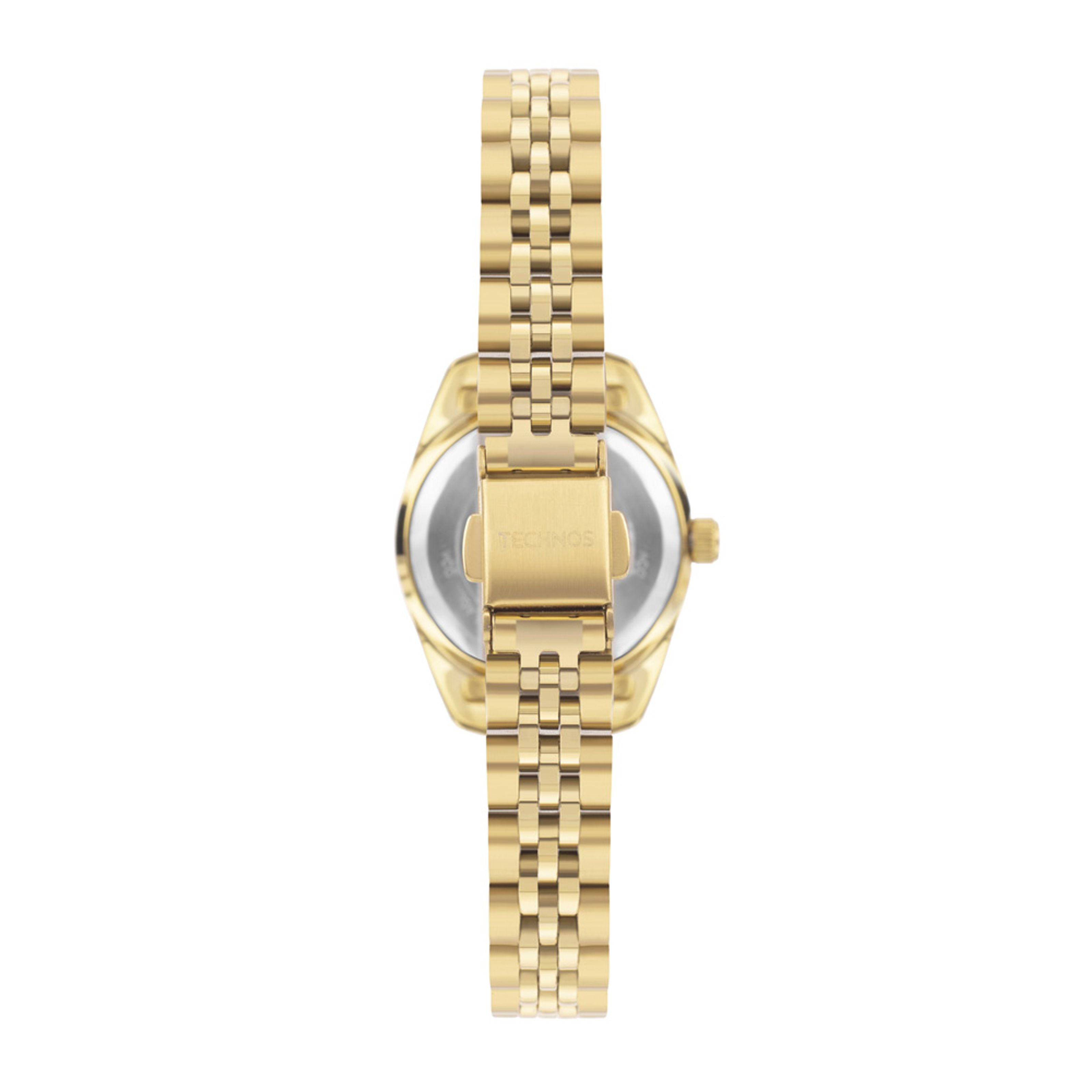 relogio-technos-feminino-2015CEO1X_2 Foto do Relógio Technos Riviera 2015CEO/1X dourado original feminino com mostrador dourado numeração romana bezel corrugado pulseira aço inoxidável 5 links.