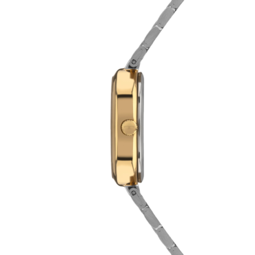 relogio-technos-feminino-2035NEE1K_1 Foto do Relógio Technos Mini 2035NEE/1K bicolor prata dourado original feminino oval 21mm com pulseira aço inoxidável 3 links minimalista.