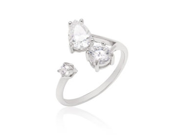 Foto do Anel Formas Prata 925 com moissanite lapidação Pear 7x5mm 1,36Ct D VVS1 original solitário elegante para uso feminino sofisticado.