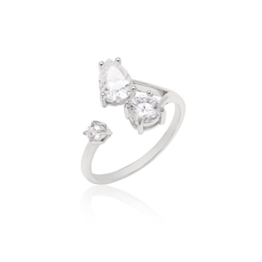anel-prata-moissanite Foto do Anel Formas Prata 925 com moissanite lapidação Pear 7x5mm 1,36Ct D VVS1 original solitário elegante para uso feminino sofisticado.