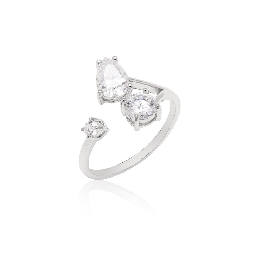 anel-prata-moissanite Foto do Anel Formas Prata 925 com moissanite lapidação Pear 7x5mm 1,36Ct D VVS1 original solitário elegante para uso feminino sofisticado.