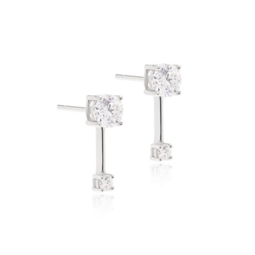 brinco-prata-moissanite-02560868 Foto do Brinco Formas Prata 925 com moissanite lapidação brilhante 5mm 1,13Ct D VVS1 original par com tarraxa para uso feminino elegante.