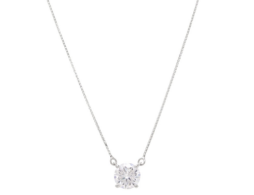 Foto do Colar Ponto de Luz Prata 925 com moissanite lapidação brilhante 7mm 1,3Ct D VVS1 original corrente 50cm para uso feminino elegante.