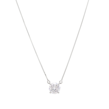 corrente-prata-moissanite_05560895_3 Foto do Colar Ponto de Luz Prata 925 com moissanite lapidação brilhante 7mm 1,3Ct D VVS1 original corrente 50cm para uso feminino elegante.