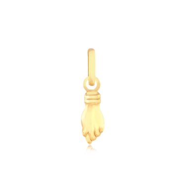 03454417 Foto do pingente figa em ouro 18k original, peça mini em formato de figa, para uso infantil em correntinha ou pulseira.
