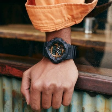 Relogio-casio-gshock-GA-700RC-1A_2 Relógio Casio G-Shock GA-700RC-1A em resina preta com tons ferrugem e detalhes em azul-claro