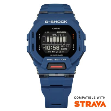 relogio-gschock-GBD-200-2_2 Foto do relógio Casio G-Shock GBD-200-2DR azul-marinho original com caixa quadrada em resina, visor digital e pulseira de uretano para uso masculino esportivo.