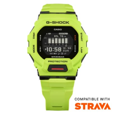 relogio-gschock-GBD-200-9_2 Foto do relógio Casio G-Shock GBD-200-9DR verde-limão original com caixa quadrada em resina, visor digital e pulseira de uretano para uso masculino esportivo.